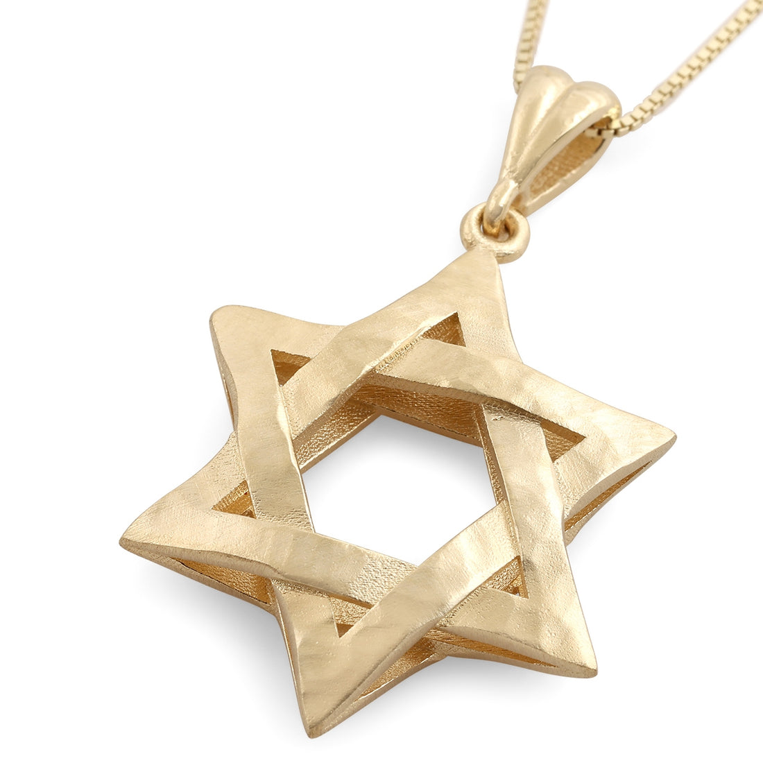 14K Gold Luxurious Interlocking Star of David Pendant Necklace