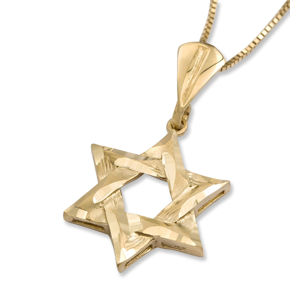 14K Yellow Gold Interlocking Star of David Pendant Necklace