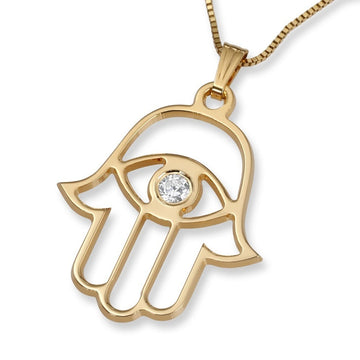Gold Evil Eye Hamsa Necklace (Choice of Gold)