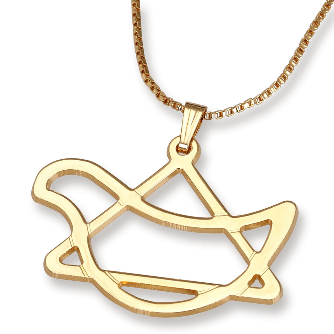 14K Gold Star of David and Dove of Peace Pendant Necklace Choice