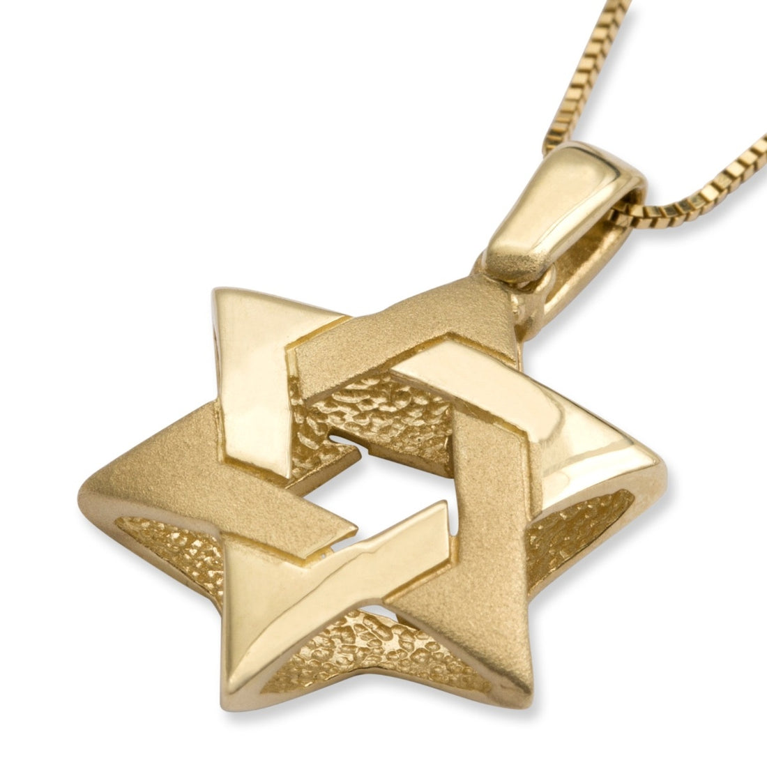 14K Yellow Gold Reversible Interlocking Star of David Pendant Necklace