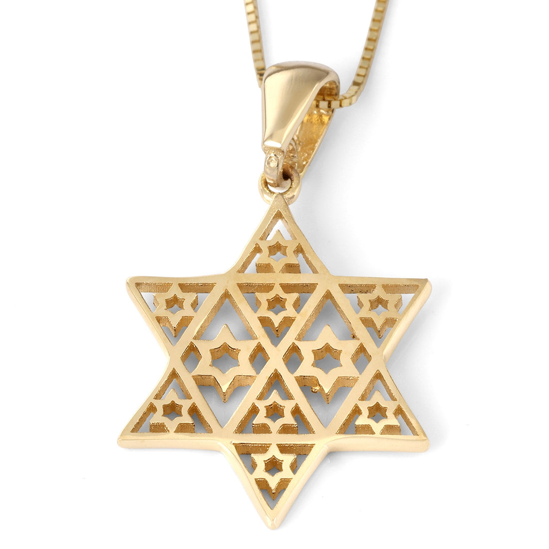 14K Yellow Gold Composite Star of David Pendant Necklace