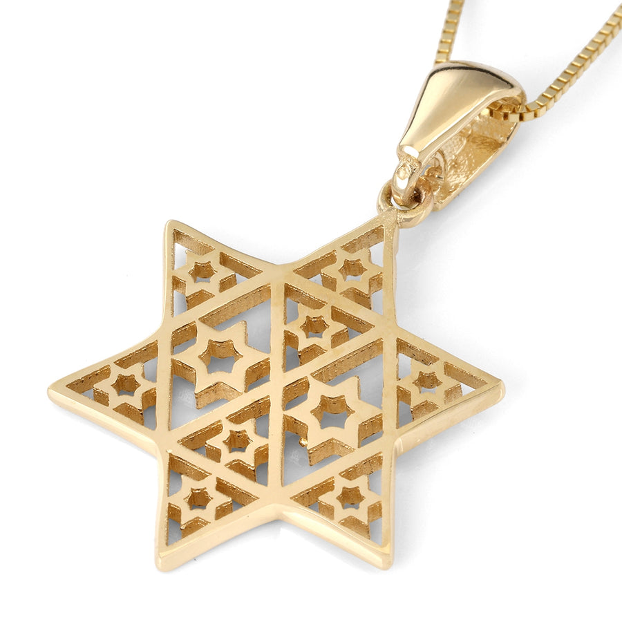 14K Yellow Gold Composite Star of David Pendant Necklace