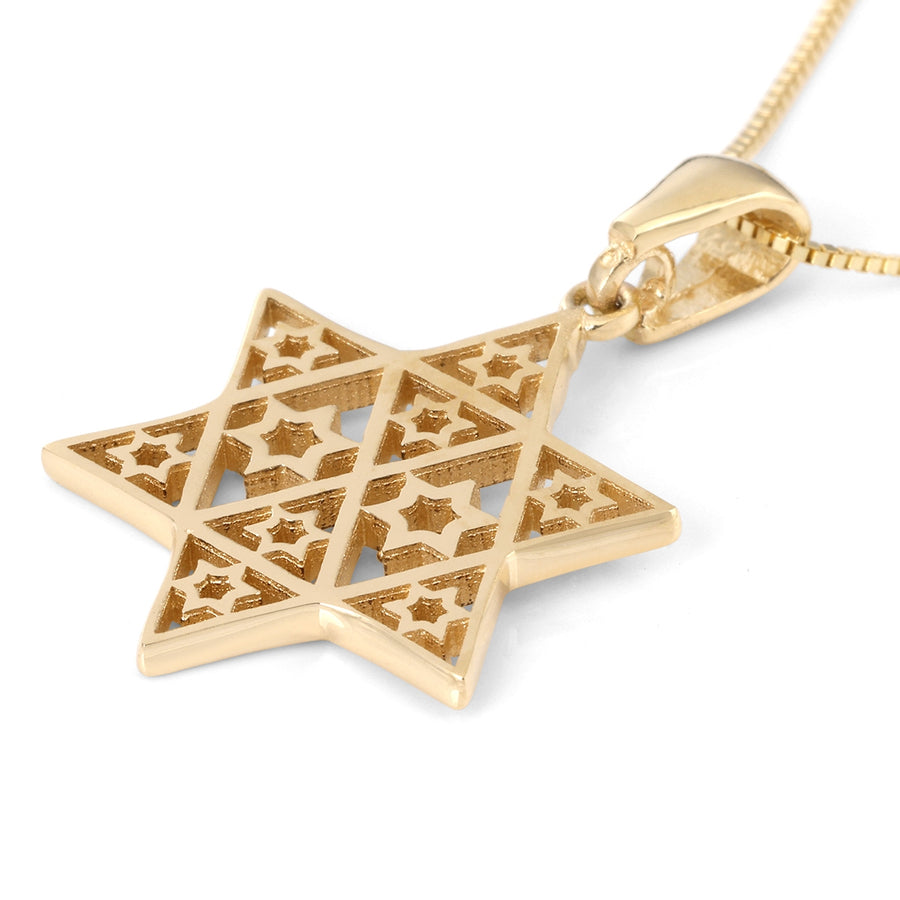 14K Yellow Gold Composite Star of David Pendant Necklace