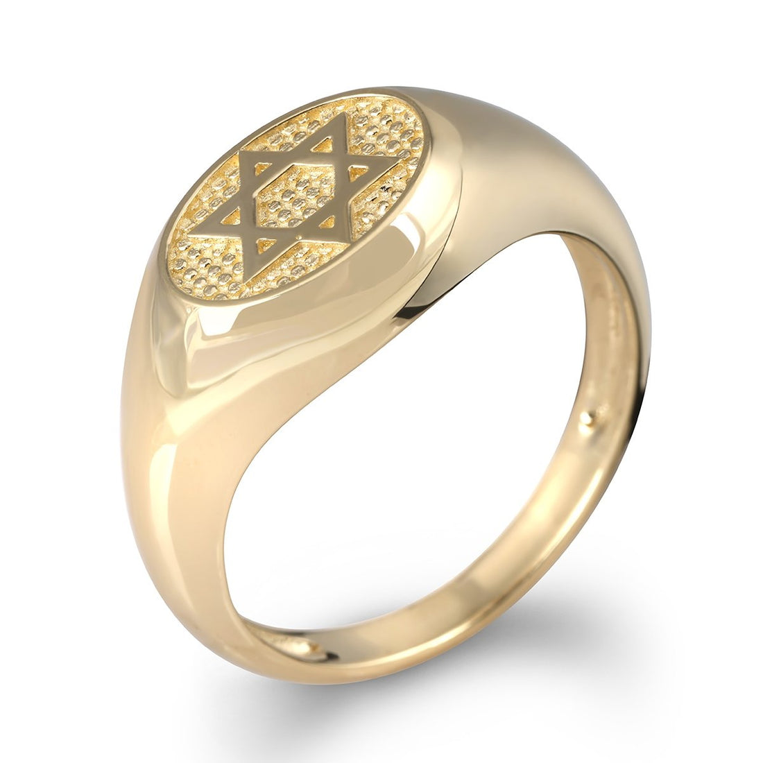 Star of David 14K Yellow Gold Ring With Beaded Design
