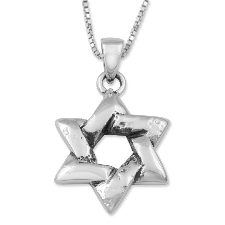 Sterling Silver Interlocking Star of David Pendant Necklace