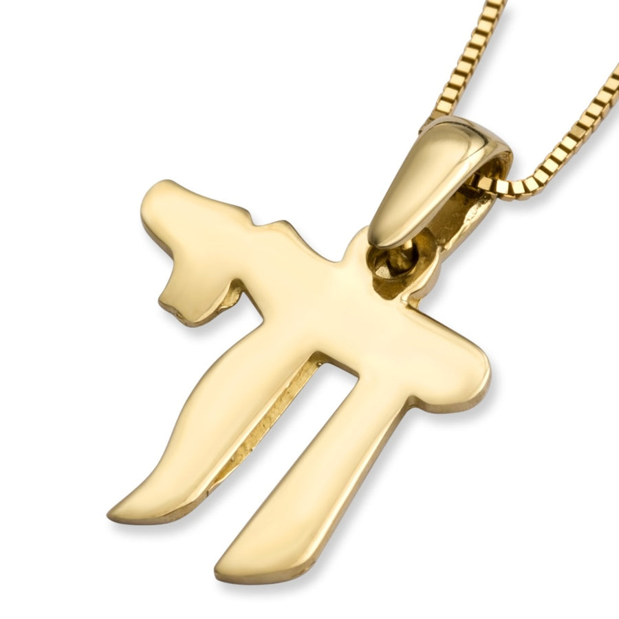 14K Yellow Gold Chic Polished Chai Pendant Necklace