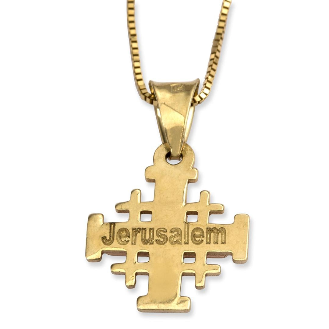14K Yellow, White & Rose Gold Three-Toned Small Jerusalem Cross Pendant
