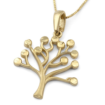 14K Gold Tree of Life Pendant Necklace (Choice of Color)