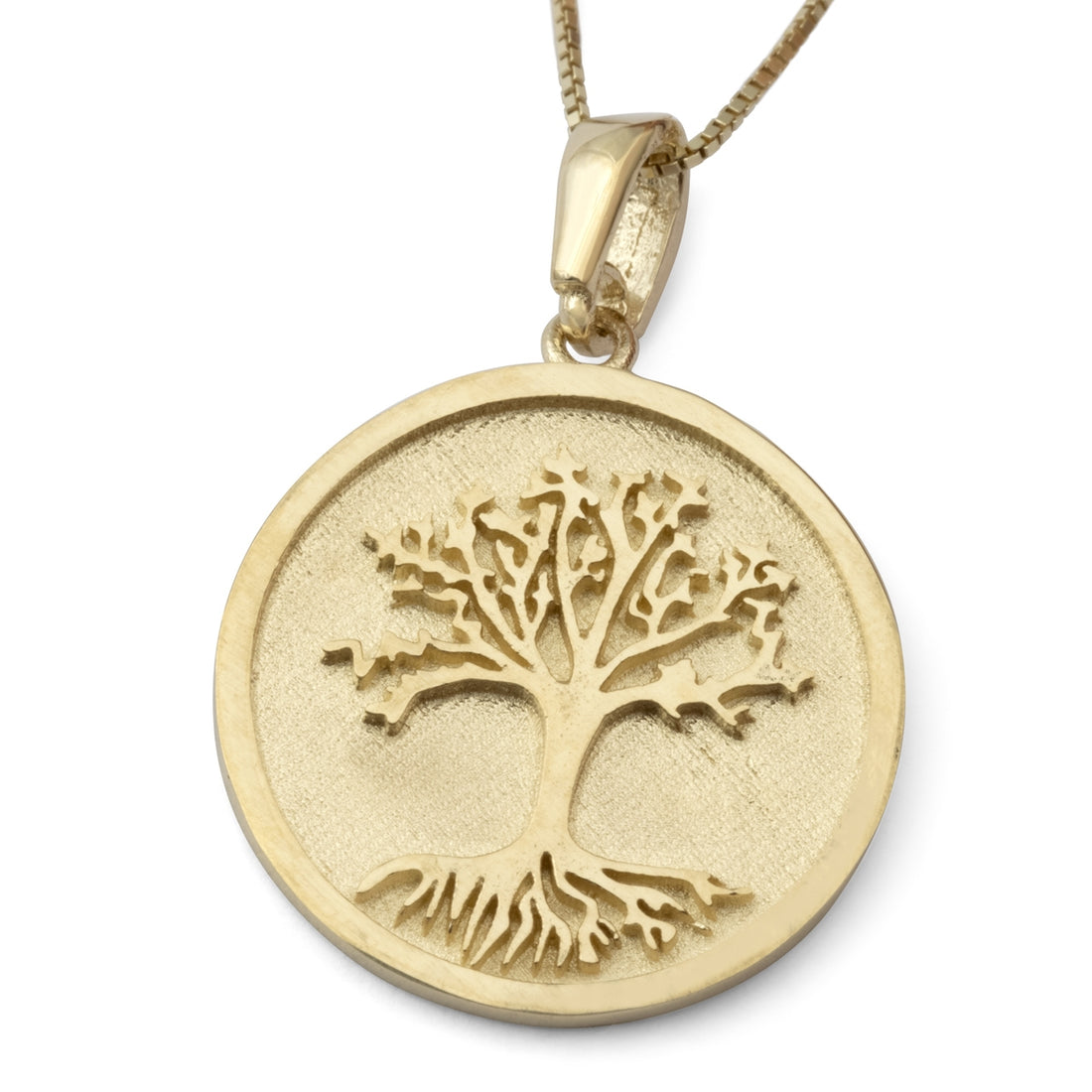 14K Gold Tree of Life Medallion Pendant Necklace (Choice of Color)