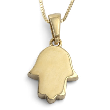 14K Gold Hamsa Pendant Necklace (Choice of Color)