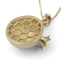 14K Gold Three-Dimensional Pomegranate Pendant Necklace