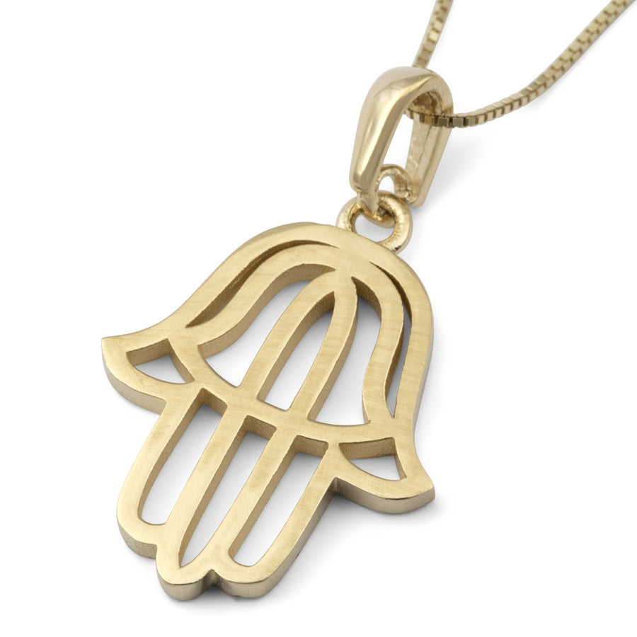 Stylish 14K Gold Hamsa Pendant Necklace (Choice of Color)