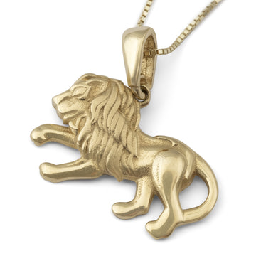 14K Gold Lion of Judah Pendant Necklace (Choice of Colors)