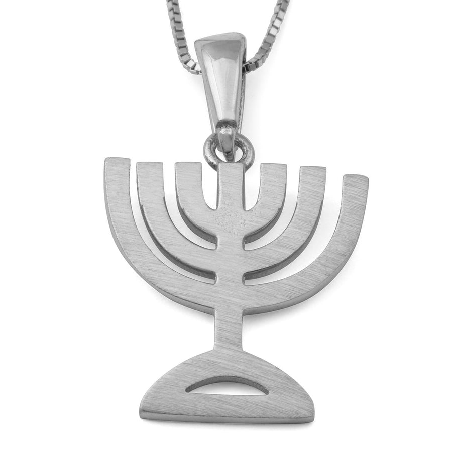 14K Gold Menorah Pendant Necklace (Choice of Color)