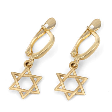 14K Yellow Gold Star of David Earrings
