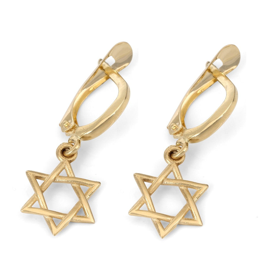 14K Yellow Gold Star of David Earrings