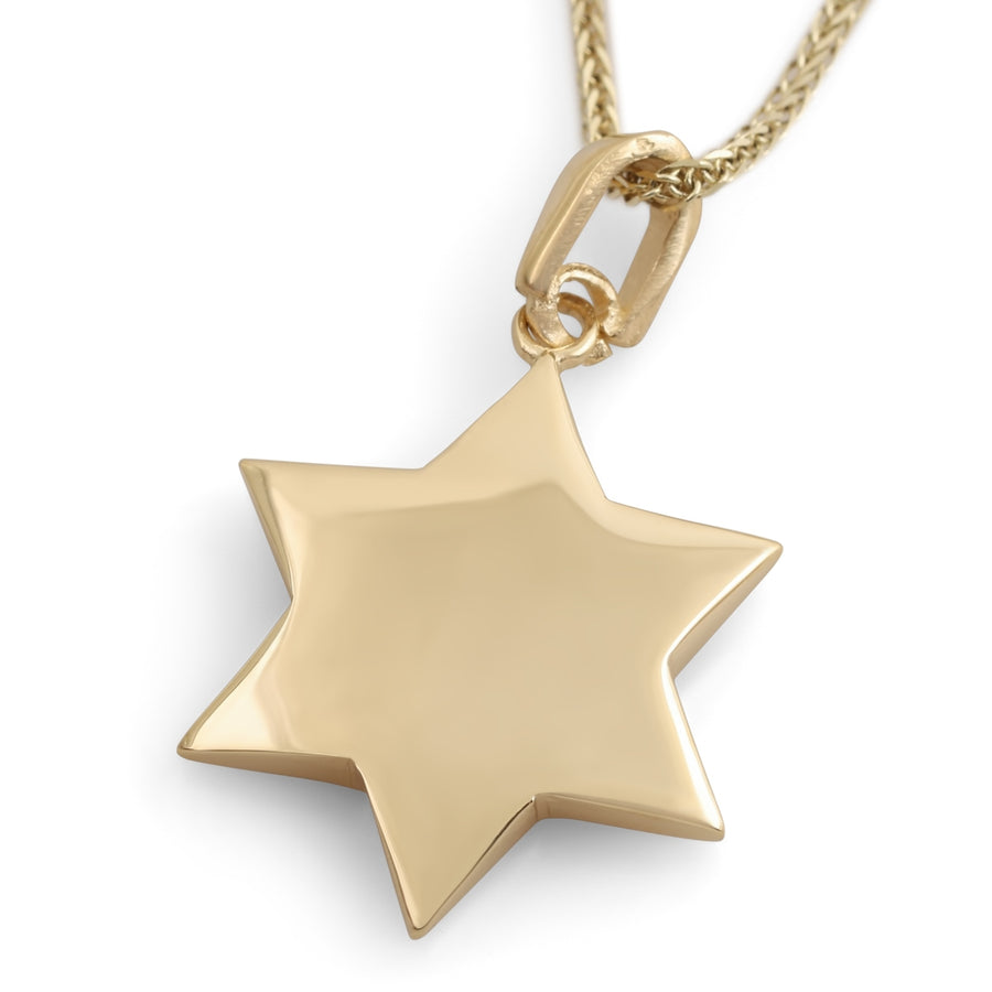 14K Gold Smooth Star of David Pendant Necklace (Choice of Colors)