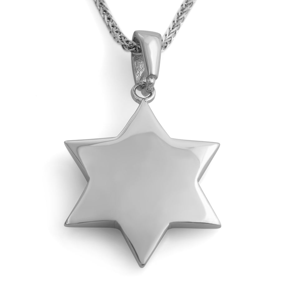 14K Gold Smooth Star of David Pendant Necklace (Choice of Colors)