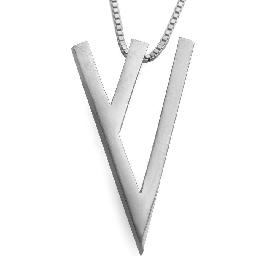 14K Gold Stylish Hebrew Letter Shin Pendant Necklace (Choice of Color)