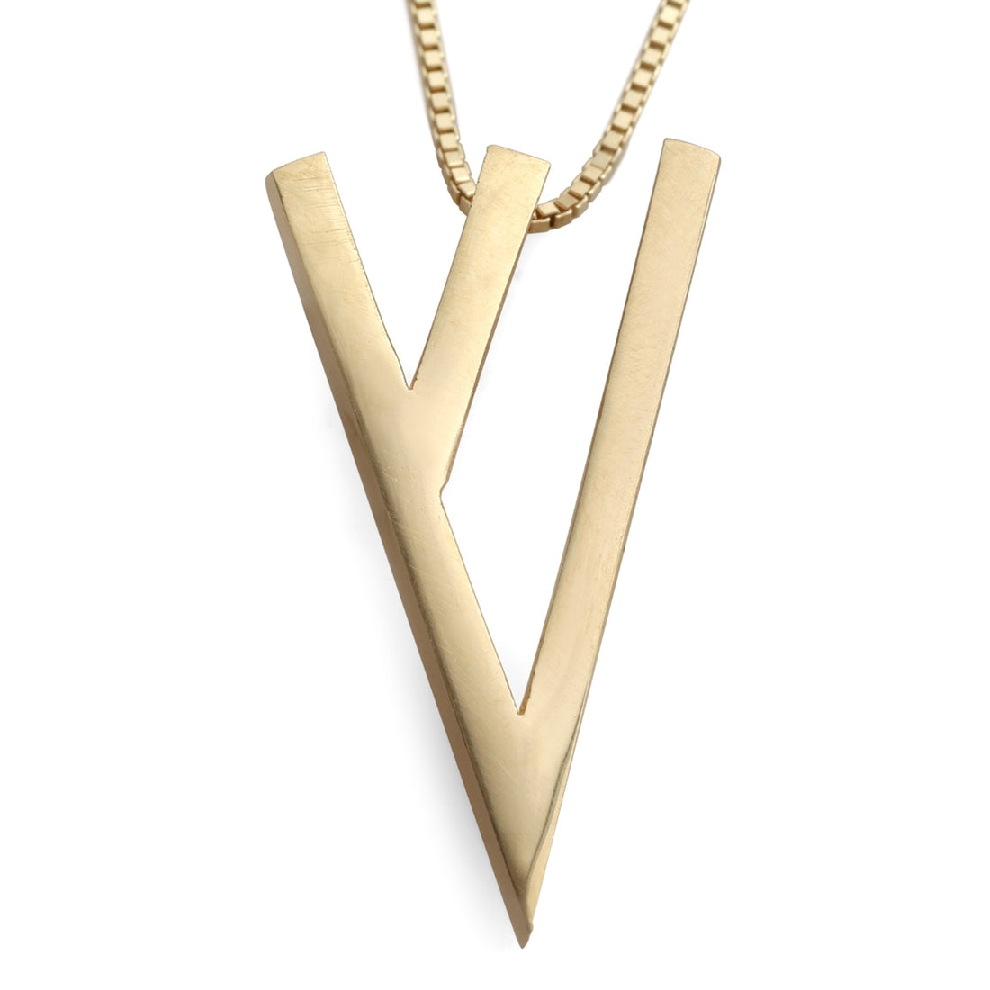 14K Gold Stylish Hebrew Letter Shin Pendant Necklace (Choice of Color)